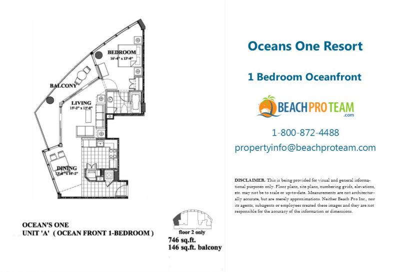 Oceans One Floor Plan A - 1 Bedroom Oceanfront Corner
